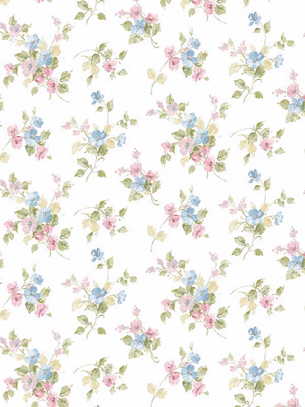 Blossom Mini fabric in pink green blue color - pattern number PF38101 - by Patton Norwall in the Pretty Florals collection