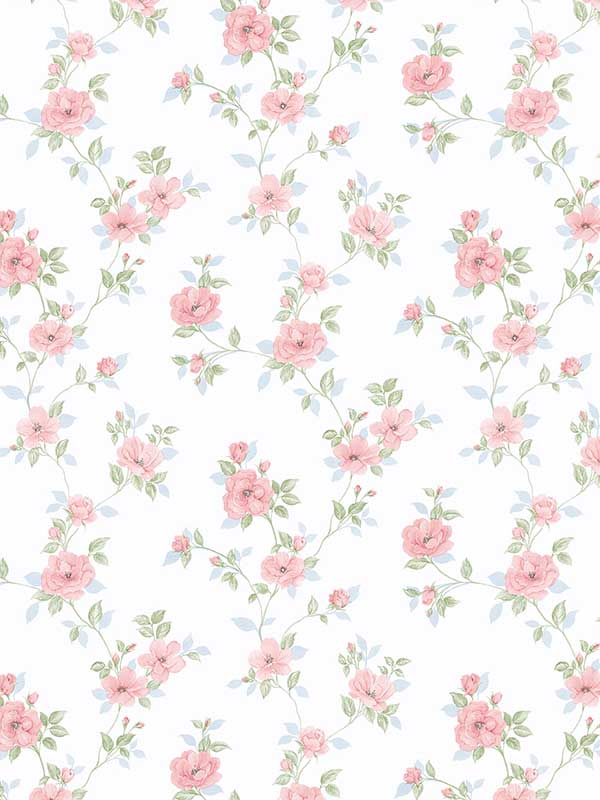 Mini Rose Trail fabric in blue pink green color - pattern number PF38170 - by Patton Norwall in the Pretty Florals collection