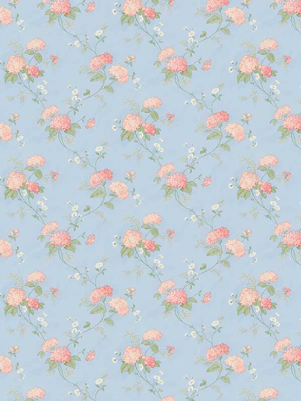 Mini Hydrangea fabric in trail blue pink green color - pattern number PF38149 - by Patton Norwall in the Pretty Florals collection