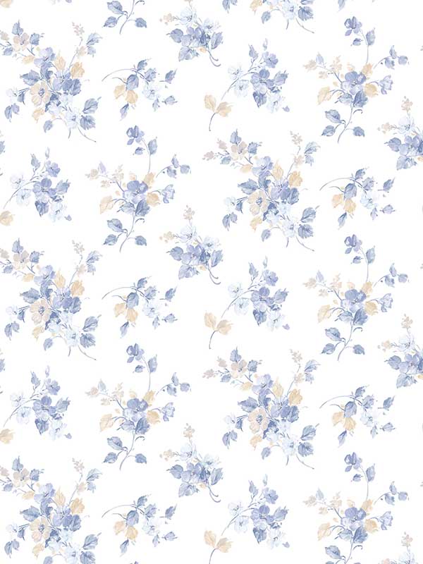 Blossom Mini fabric in blue cream color - pattern number PF38103 - by Patton Norwall in the Pretty Florals collection