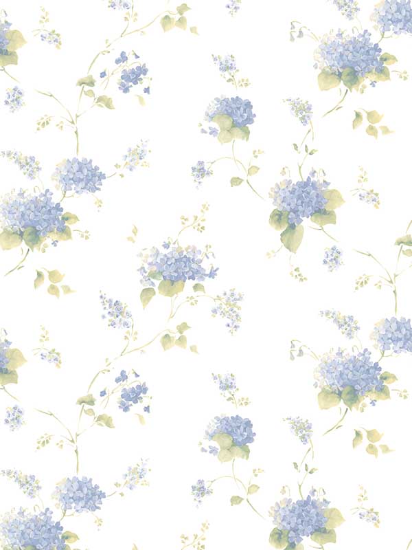 Hortensia Trail fabric in navy green lt yellow color - pattern number PF38108 - by Patton Norwall in the Pretty Florals collection