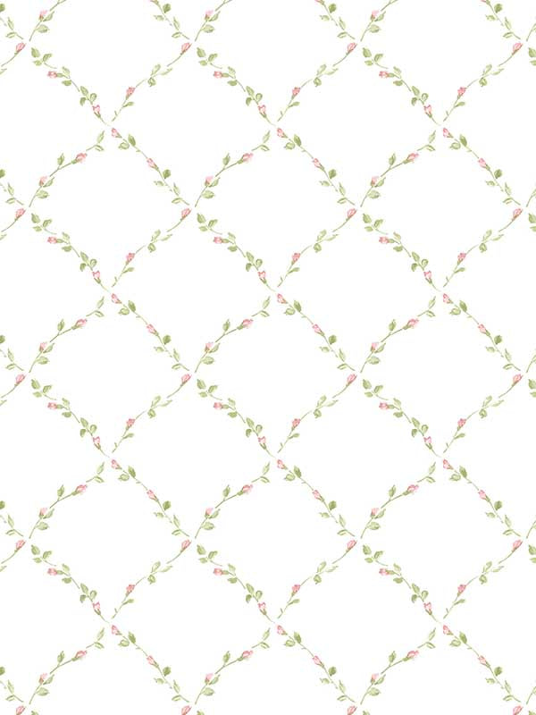 Red Rose Trellis fabric in pink green color - pattern number PF38134 - by Patton Norwall in the Pretty Florals collection