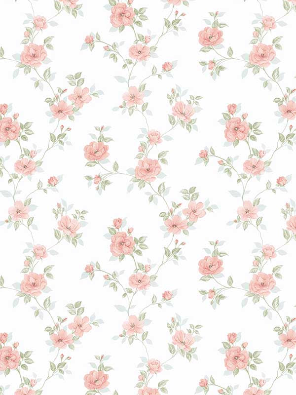 Mini Rose Trail fabric in pink turquoise green color - pattern number PF38173 - by Patton Norwall in the Pretty Florals collection
