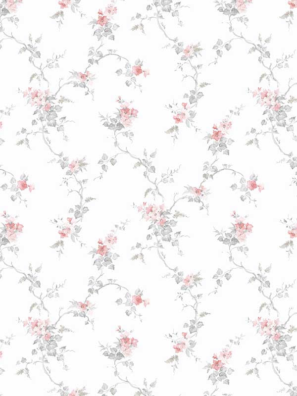 Ivy Trial wallpaper in pink grey beige color - pattern number PF38151 - by Patton Norwall in the Pretty Florals collection