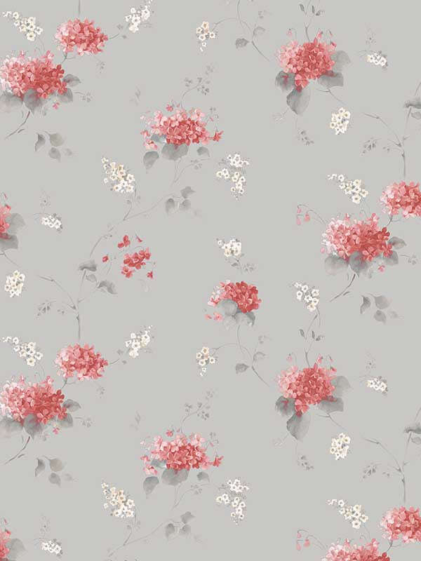 Hortensia Trail fabric in pink grey beige color - pattern number PF38107 - by Patton Norwall in the Pretty Florals collection