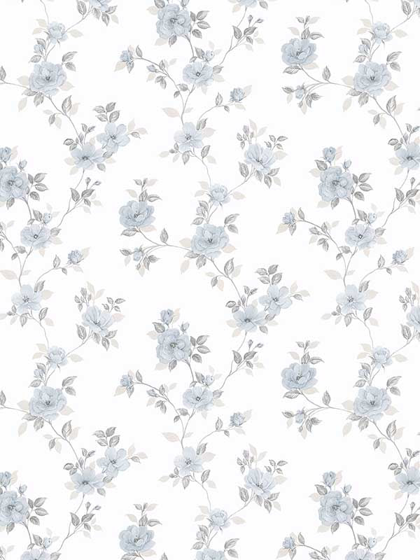 Mini Rose Trail fabric in blue beige grey color - pattern number PF38172 - by Patton Norwall in the Pretty Florals collection