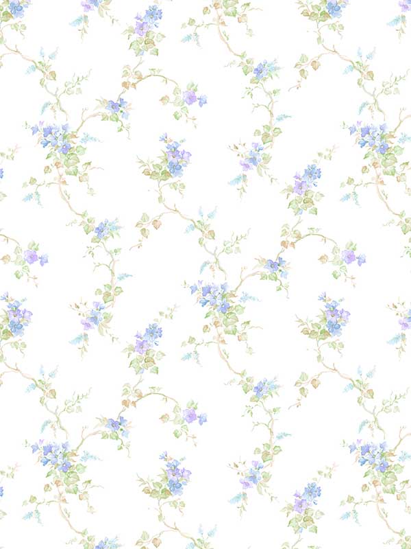 Ivy Trial wallpaper in blue purple green color - pattern number PF38152 - by Patton Norwall in the Pretty Florals collection