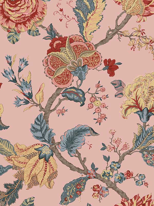 Lana Jacobean wallpaper in blush color - pattern number PR12501 - by Seabrook in the Seabrook Prepasted Wallpaper Assortment collection