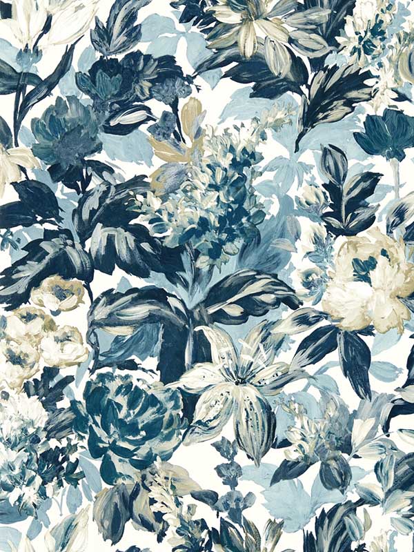 Lilum fabric in denim ivory color - pattern number W0158/01.CAC.0 - by Clarke and Clarke in the Marianne collection