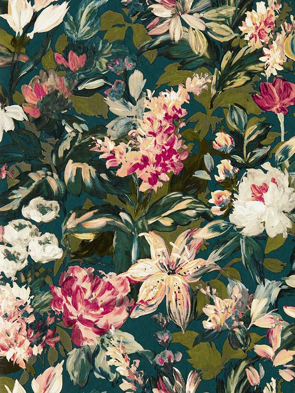 Lilum fabric in peacock color - pattern number W0158/04.CAC.0 - by Clarke and Clarke in the Marianne collection