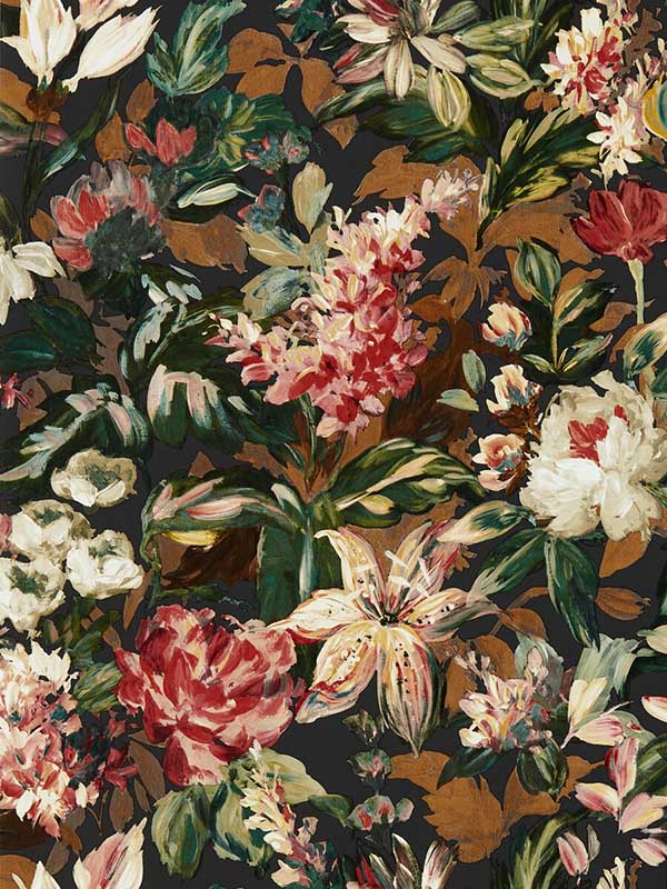 Lilum fabric in russet noir color - pattern number W0158/05.CAC.0 - by Clarke and Clarke in the Marianne collection