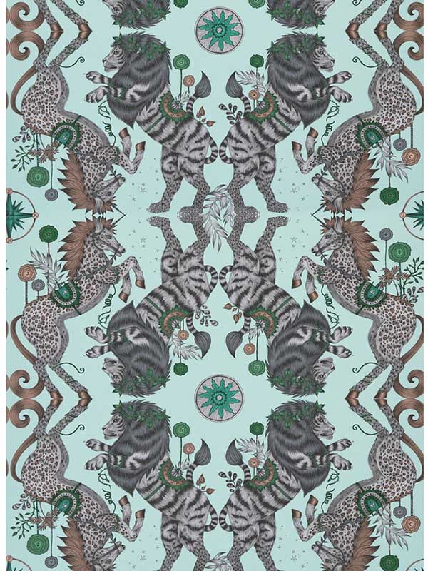 Caspian fabric in aqua color - pattern number W0113/01.CAC.0 - by Clarke and Clarke in the Wilderie By Emma J Shipley collection