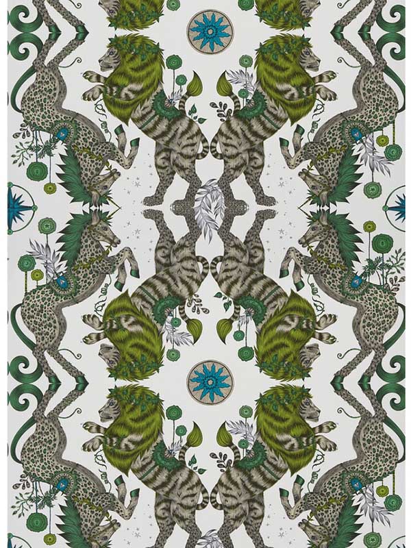 Caspian fabric in lime color - pattern number W0113/04.CAC.0 - by Clarke and Clarke in the Wilderie By Emma J Shipley collection