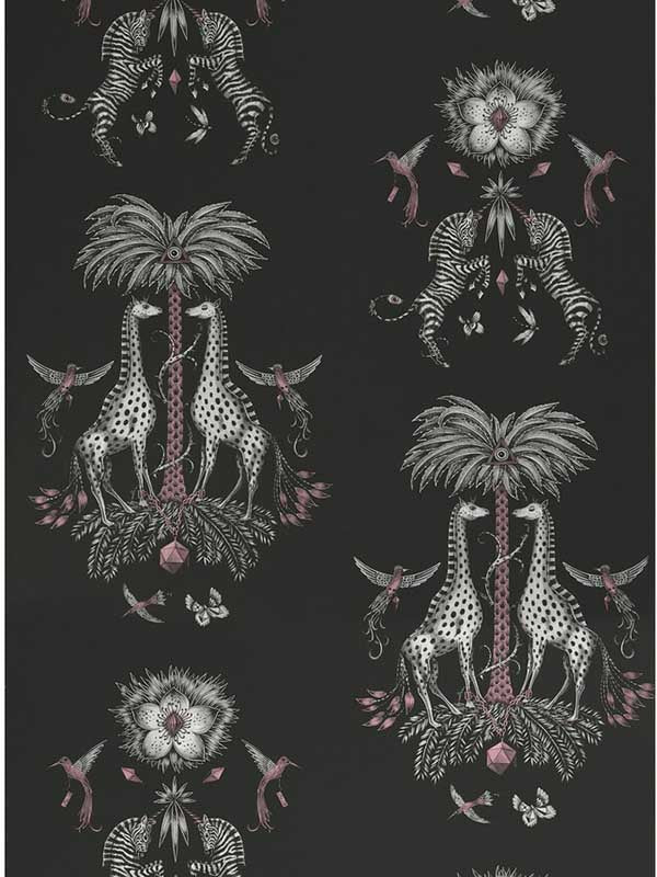 Creatura fabric in charcoal color - pattern number W0114/01.CAC.0 - by Clarke and Clarke in the Wilderie By Emma J Shipley collection