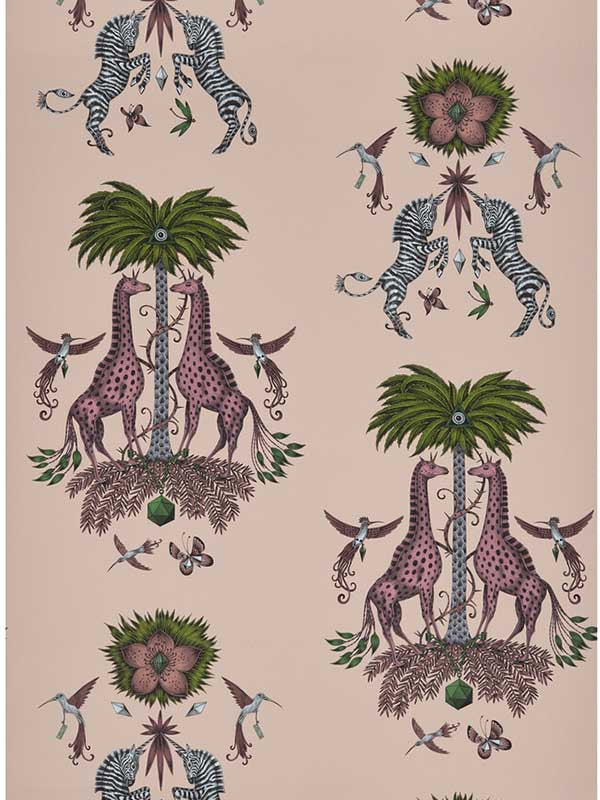 Creatura fabric in pink color - pattern number W0114/02.CAC.0 - by Clarke and Clarke in the Wilderie By Emma J Shipley collection