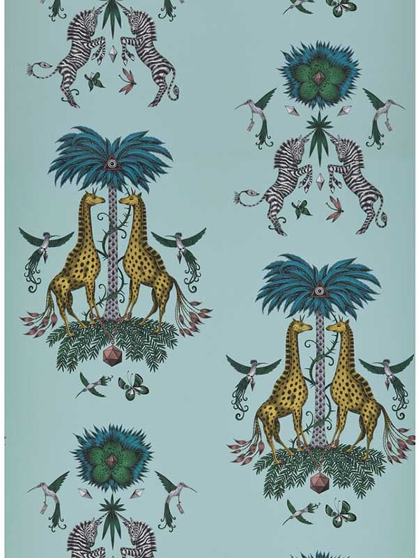 Creatura fabric in turquoise color - pattern number W0114/04.CAC.0 - by Clarke and Clarke in the Wilderie By Emma J Shipley collection