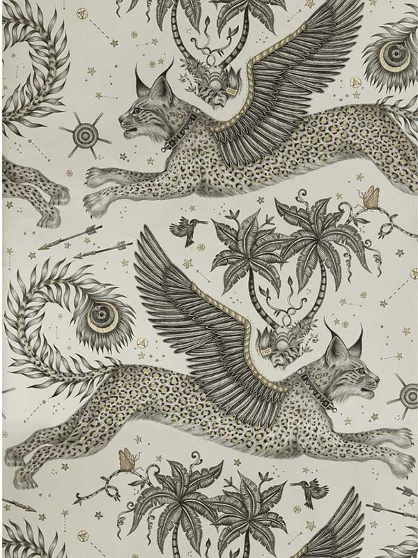 Lynx fabric in gilver color - pattern number W0118/02.CAC.0 - by Clarke and Clarke in the Wilderie By Emma J Shipley collection