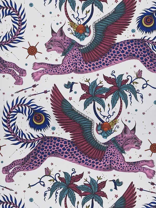 Lynx fabric in magenta color - pattern number W0118/03.CAC.0 - by Clarke and Clarke in the Wilderie By Emma J Shipley collection