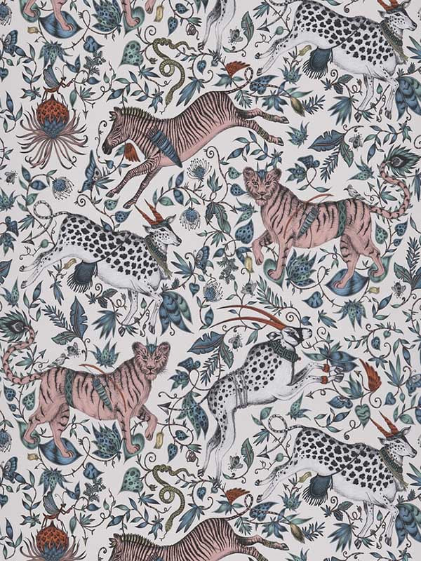 Protea wallpaper in pink color - pattern number W0119/06.CAC.0 - by Clarke and Clarke in the Wilderie By Emma J Shipley collection