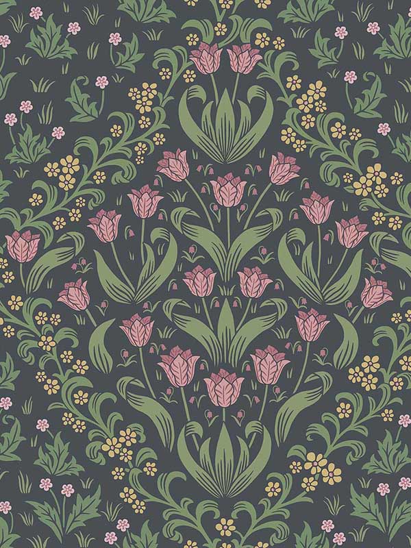 Tudor Garden wallpaper in plum and olive green color - pattern number 118/2003.CS.0 - by Cole and Son in the Historic Royal Palaces Great Masters collection