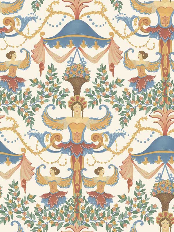 Chamber Angels fabric in marigold color - pattern number 118/12028.CS.0 - by Cole and Son in the Historic Royal Palaces Great Masters collection