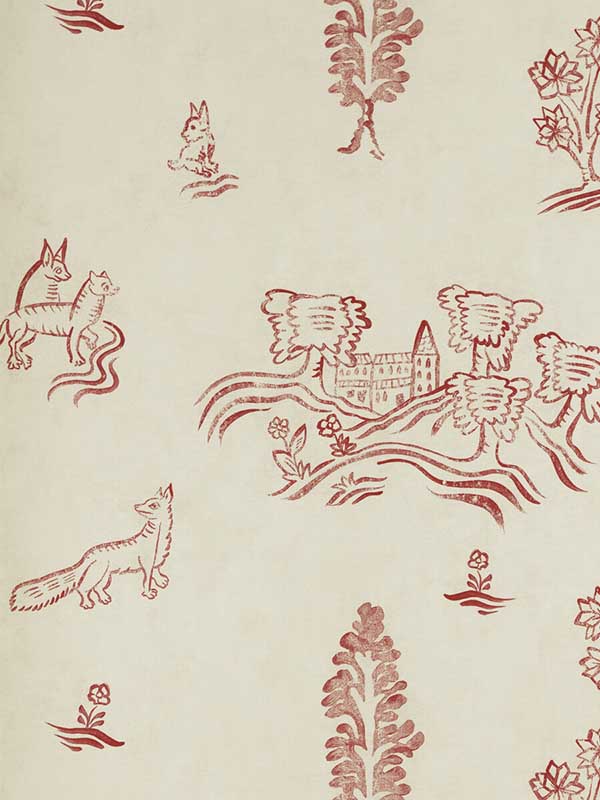 Wychwood fabric in huntsman red color - pattern number AMW10057.19.0 - by Andrew Martin in the Kit Kemp collection
