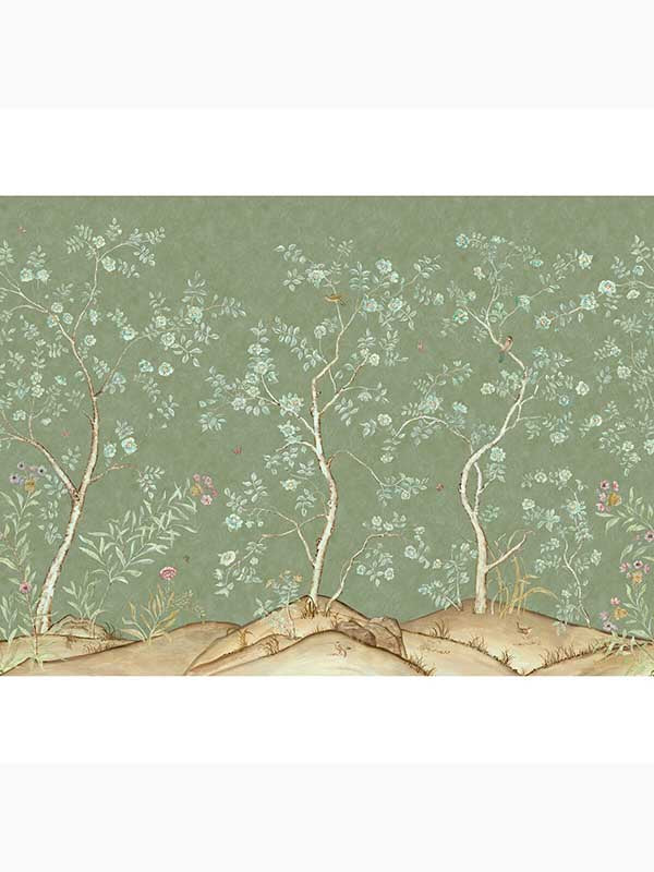 Songbird 5 Panel fabric in spring color - pattern number AMW10082.3.0 - by Andrew Martin in the Kit Kemp collection