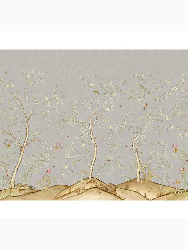 Songbird 5 Panel fabric in mist color - pattern number AMW10082.311.0 - by Andrew Martin in the Kit Kemp collection