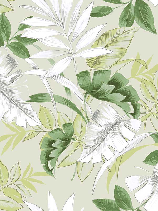 Tropical Leaves Peel and Stick fabric in spring green color - pattern number RM22404 - by Casa Mia in the Peel and Stick Wallpaper by Casa Mia collection