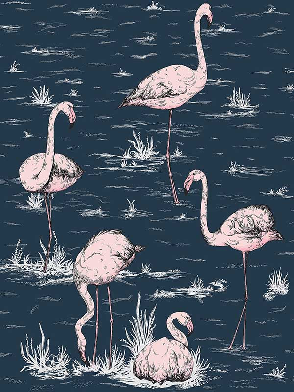 Flamingos fabric in ink plaster pink color - pattern number 112/11041.CS.0 - by Cole and Son in the Icons collection