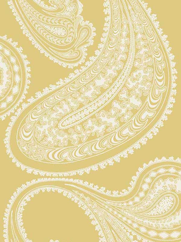 Rajapur Flock wallpaper in yellow white color - pattern number 112/9031.CS.0 - by Cole and Son in the Icons collection