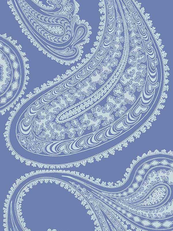 Rajapur Flock wallpaper in blue white color - pattern number 112/9032.CS.0 - by Cole and Son in the Icons collection