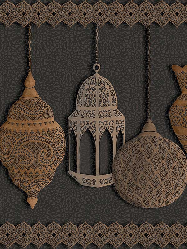 Fez fabric in silver and bronze on charcoal color - pattern number 113/6015.CS.0 - by Cole and Son in the Martyn Lawrence Bullard collection