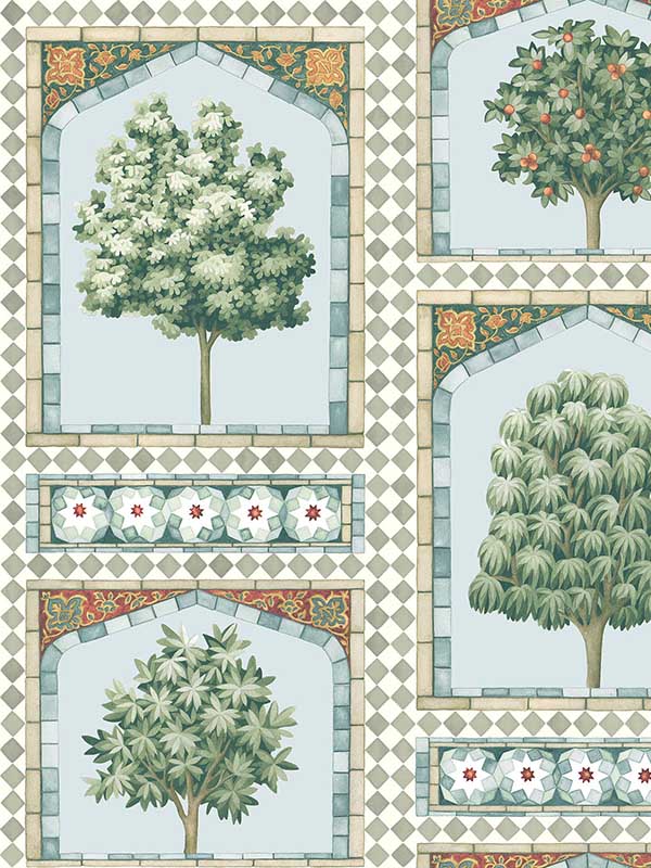 Sultans Palace wallpaper in print room blue and duck egg color - pattern number 113/10030.CS.0 - by Cole and Son in the Martyn Lawrence Bullard collection