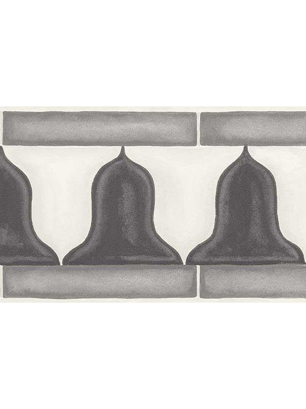Zellige Border border in soot and snow color - pattern number 113/12038.CS.0 - by Cole and Son in the Martyn Lawrence Bullard collection