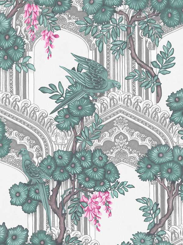 Babylon fabric in teal and pink color - pattern number 113/13039.CS.0 - by Cole and Son in the Martyn Lawrence Bullard collection