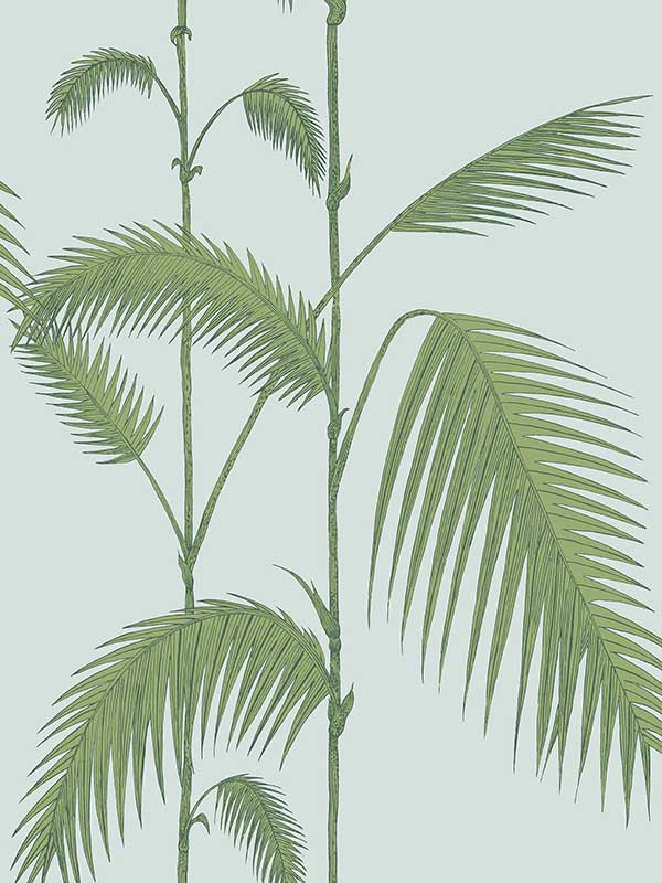 Palm Leaves fabric in pale blue color - pattern number 66/2010.CS.0 - by Cole and Son in the New Contemporary collection