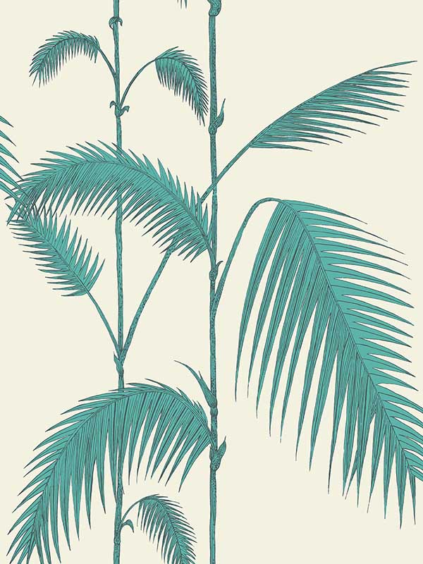 Palm Leaves fabric in white green color - pattern number 66/2012.CS.0 - by Cole and Son in the New Contemporary collection