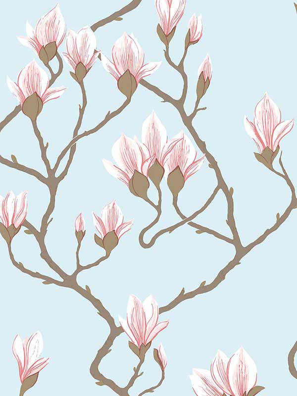 Magnolia wallpaper in pale blue color - pattern number 72/3011.CS.0 - by Cole and Son in the New Contemporary collection