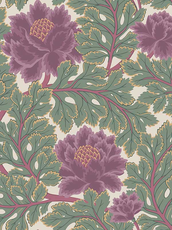 Aurora fabric in mulberry sage parchment color - pattern number 116/1001.CS.0 - by Cole and Son in the Pearwood collection