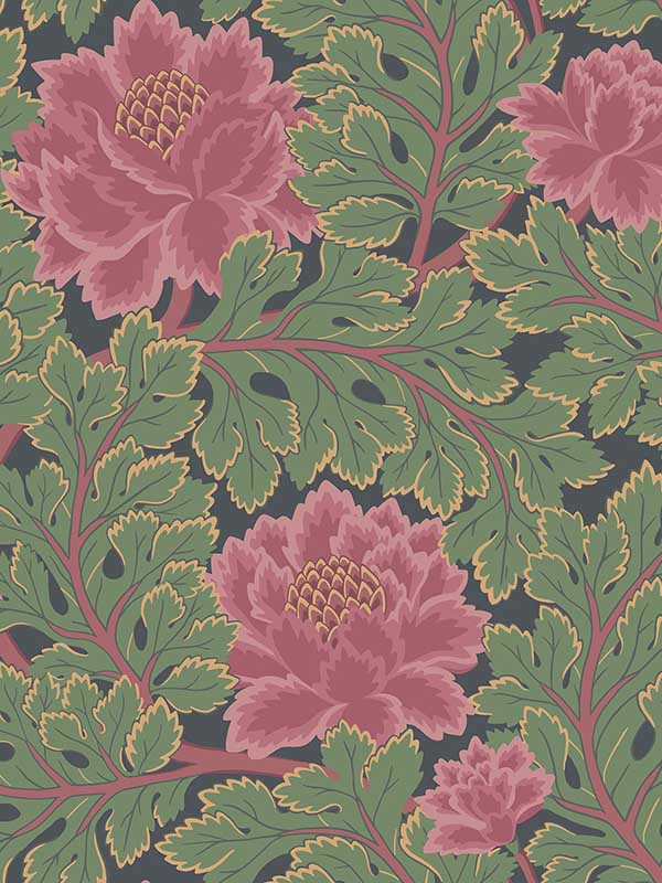 Aurora fabric in rose forest charcoal color - pattern number 116/1002.CS.0 - by Cole and Son in the Pearwood collection