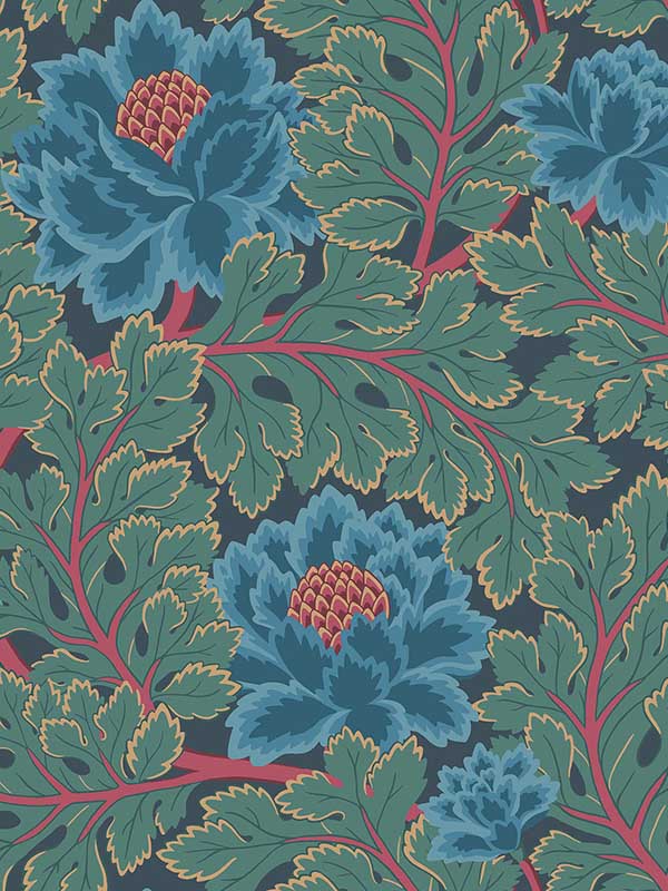 Aurora fabric in petrol teal ink color - pattern number 116/1003.CS.0 - by Cole and Son in the Pearwood collection