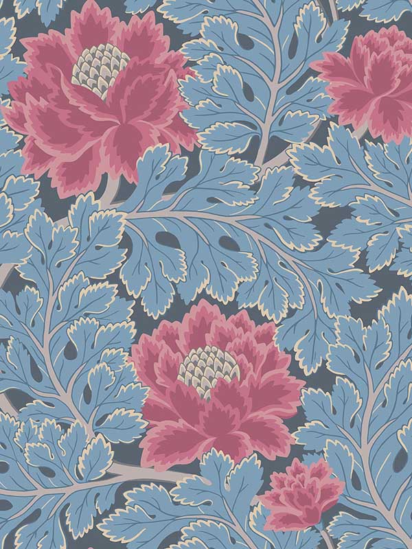 Aurora fabric in cerise cerulean blue color - pattern number 116/1004.CS.0 - by Cole and Son in the Pearwood collection