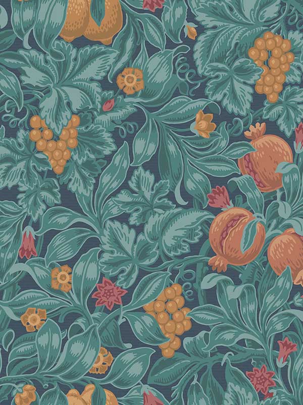 Vines Of Pomona fabric in oran teal color - pattern number 116/2005.CS.0 - by Cole and Son in the Pearwood collection
