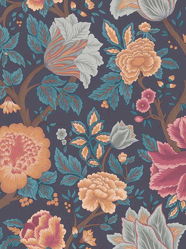 Midsummer Bloom fabric in oran rose color - pattern number 116/4014.CS.0 - by Cole and Son in the Pearwood collection