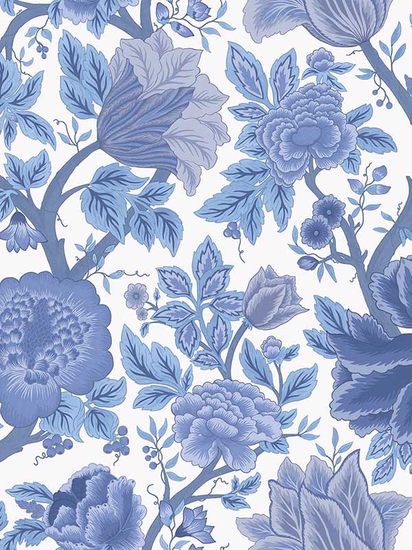 Midsummer Bloom fabric in hyacinth blues chalk color - pattern number 116/4016.CS.0 - by Cole and Son in the Pearwood collection