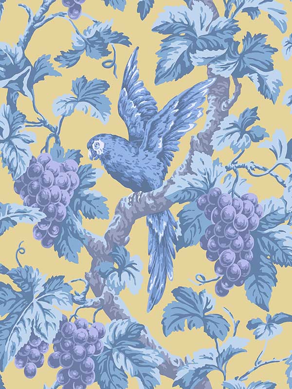 Woodvale Orchard fabric in hyacinth lilac china blue ochre color - pattern number 116/5017.CS.0 - by Cole and Son in the Pearwood collection