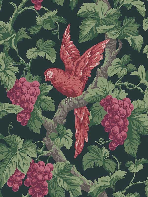 Woodvale Orchard fabric in ruby rose olive green charcoal color - pattern number 116/5020.CS.0 - by Cole and Son in the Pearwood collection