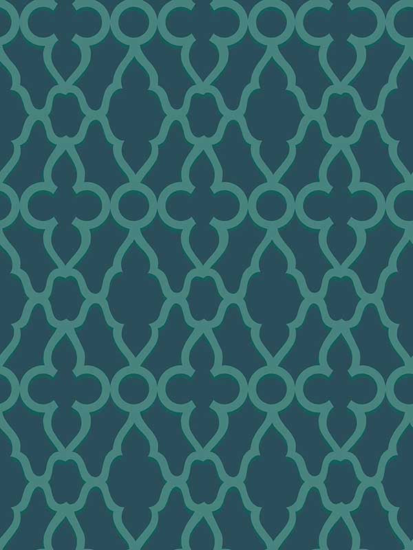 Treillage fabric in viridian ink color - pattern number 116/6023.CS.0 - by Cole and Son in the Pearwood collection