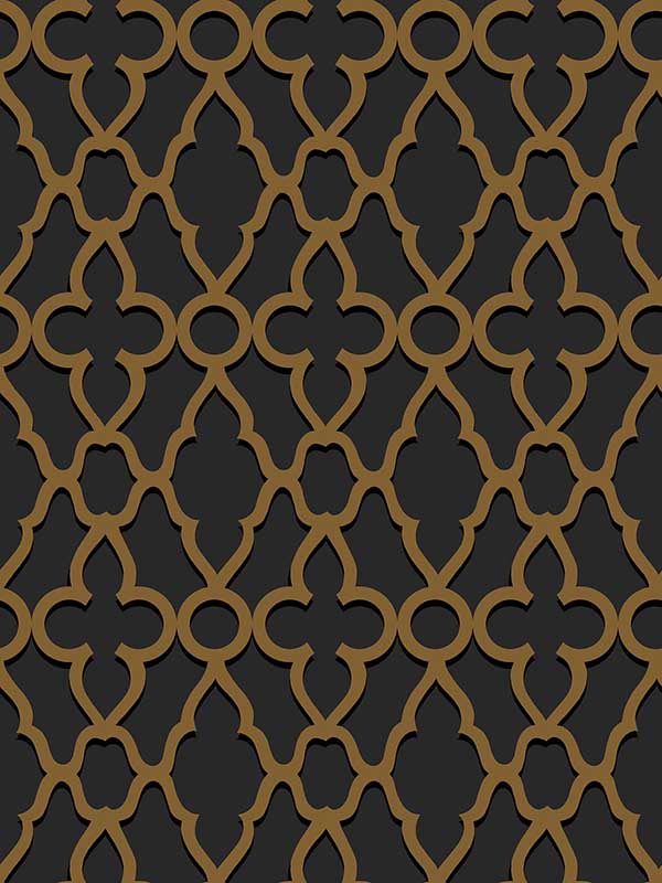 Treillage fabric in metallic bronze charcoal color - pattern number 116/6025.CS.0 - by Cole and Son in the Pearwood collection